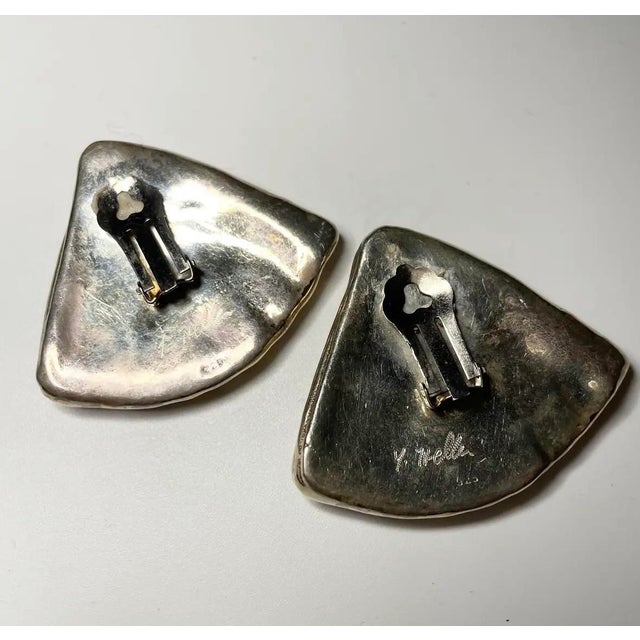 1980s Yaacov Heller Sterling Silver & Goldplate Sculptural Clip-on Earrings, Pair For Sale In New York - Image 6 of 7