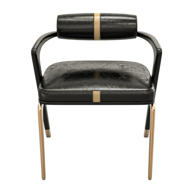 "Grecale" Chair, With Bronze & Stainless Steel, Tailor Made Leather For Sale - Image 4 of 11