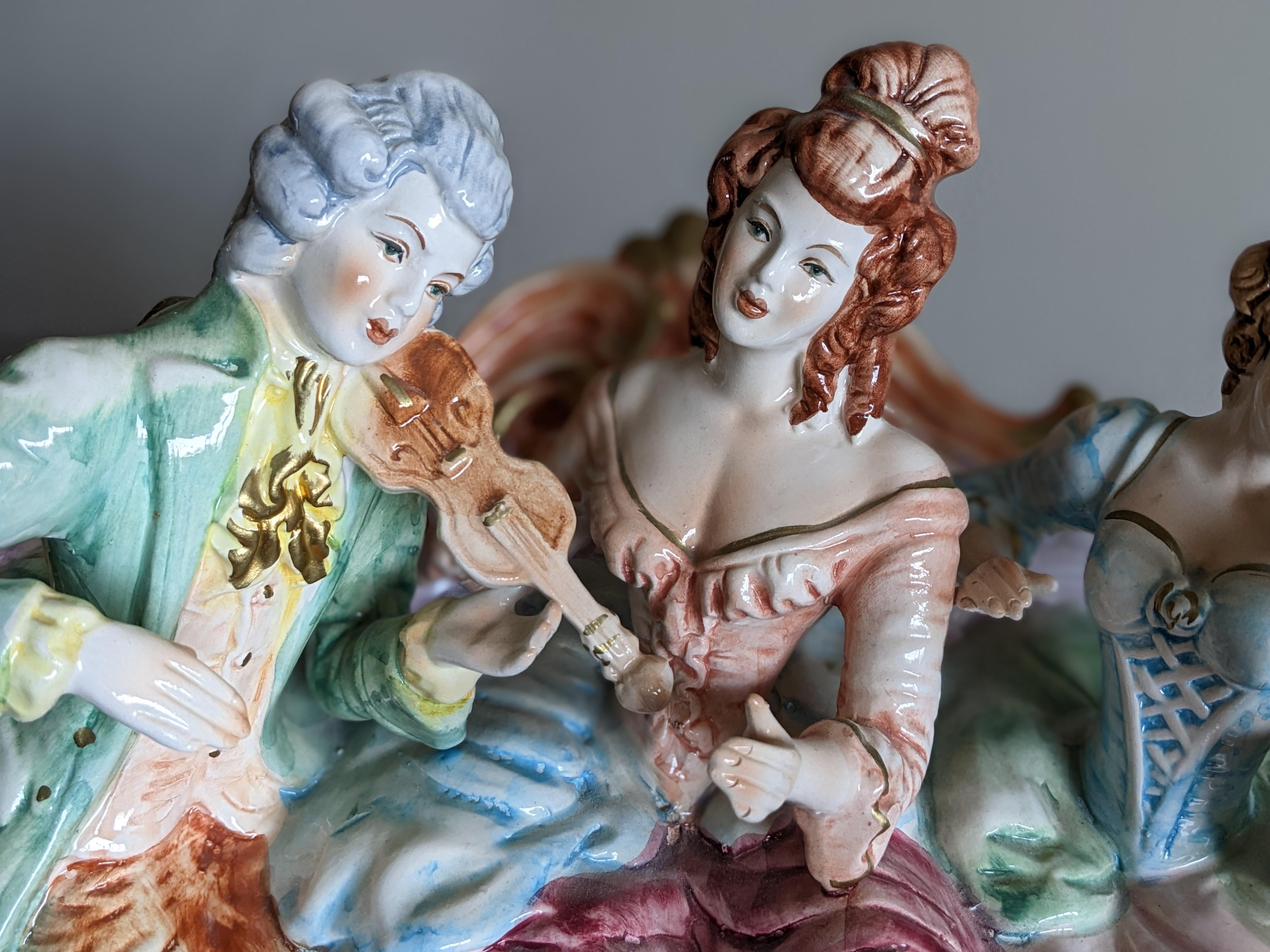 Antique Capodimonte the Happy Company or the Musical Trio, Made in
