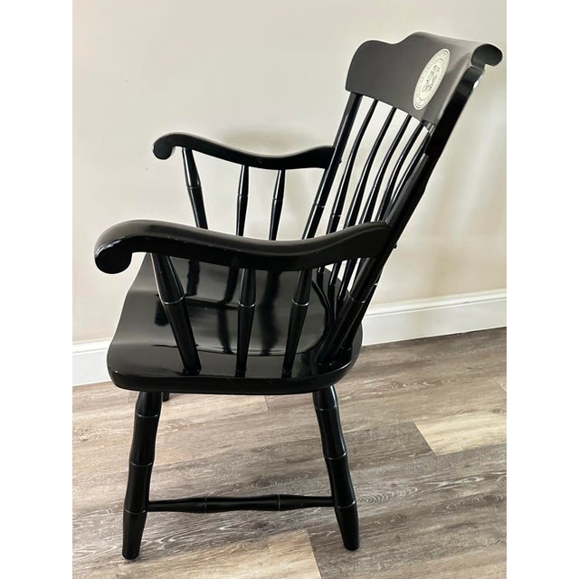 American Vintage C. 1969 S. Bent & Bros. Collegiate Black Windsor Style Arm Chair For Sale - Image 3 of 12