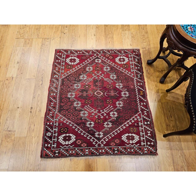 19th Century Turkish Bergama Village Rug, Handwoven Wool, Brick Red, 3' x 4' For Sale - Image 4 of 18
