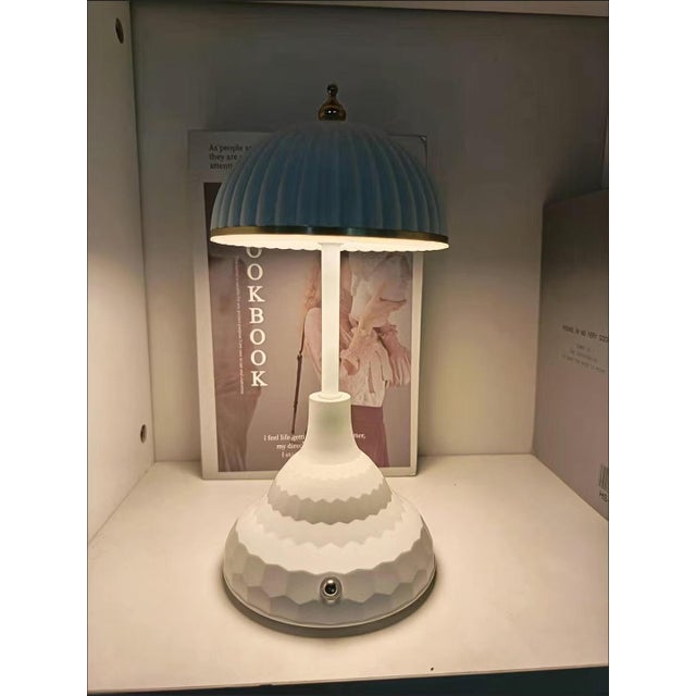 Art Deco Minimalist White Porcelain Texture Ambiance Table Lamp For Sale - Image 3 of 4