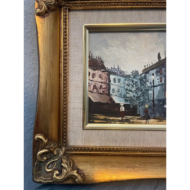Mid 20th Century European Street Scene Original Framed Painting For Sale - Image 4 of 8