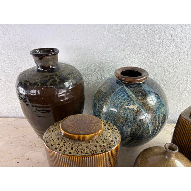 Modern Vintage Handcrafted Pottery Vase Collection For Sale - Image 3 of 12