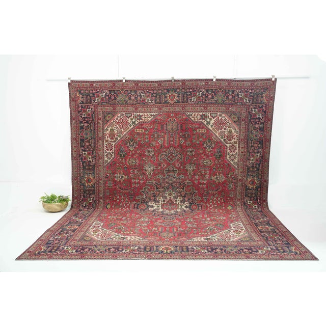 Vintage Persian Hand-Knotted area rug is a semi-antique vintage area rug. The '70s Eastern region of Persia's unique rug...