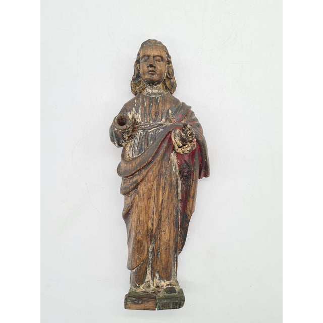 Antique Wooden Statue of Salvator Mundi, 1700s For Sale - Image 14 of 15