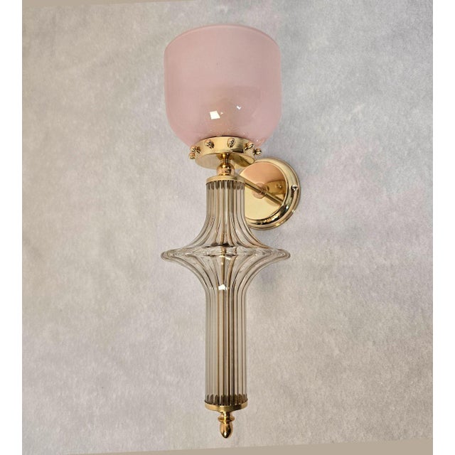 1990s 1990s Pair of Pink and Beige Murano Glass Sconces For Sale - Image 5 of 12