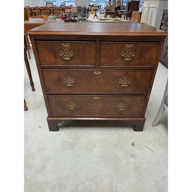 19th Century English Burr Walnut and Mahogany Chest of Drawers, 19th Century For Sale - Image 5 of 5
