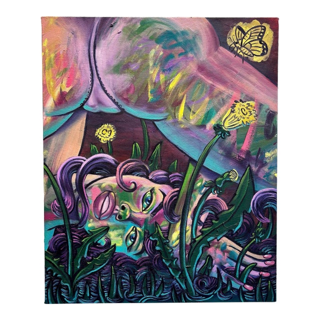 Contemporary Surreal Female Portrait Oil Painting on Canvas by Lindsey Kircher For Sale