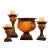 Vintage Jeweled Mosaic Pedestal Bowl and 3 Candleholders Gold Amber For Sale