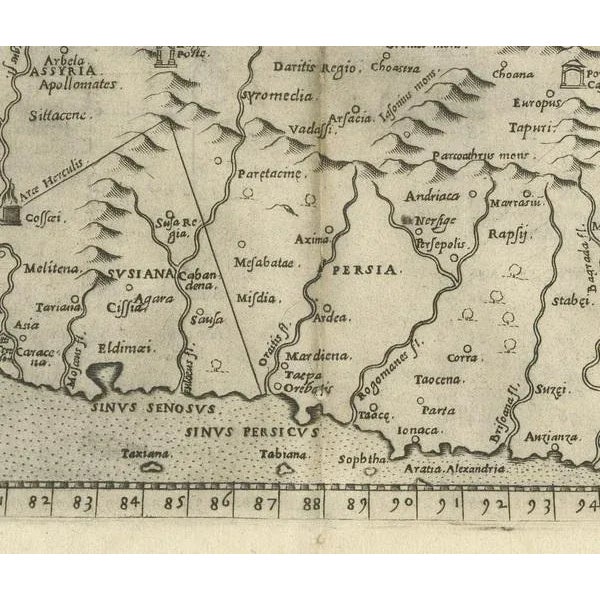 Ptolemaic Map of the Region Between the Middle East Gulf and Caspian Sea, 1598 For Sale - Image 3 of 6