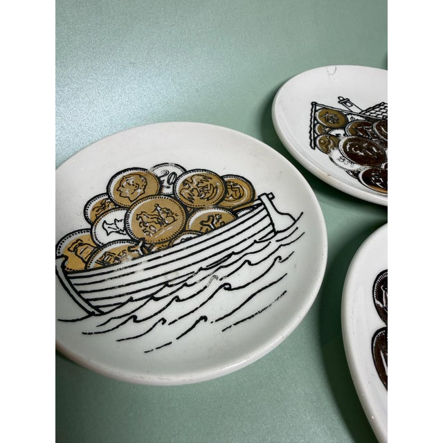 1970s Piero Fornasetti Porcelain Coasters, Set of Eight - Commissioned by Bianca Unione Milan 1970 For Sale - Image 5 of 11