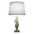 1930s Neoclassical Floral Column Carved Alabaster Marble Brass Table Lamp For Sale