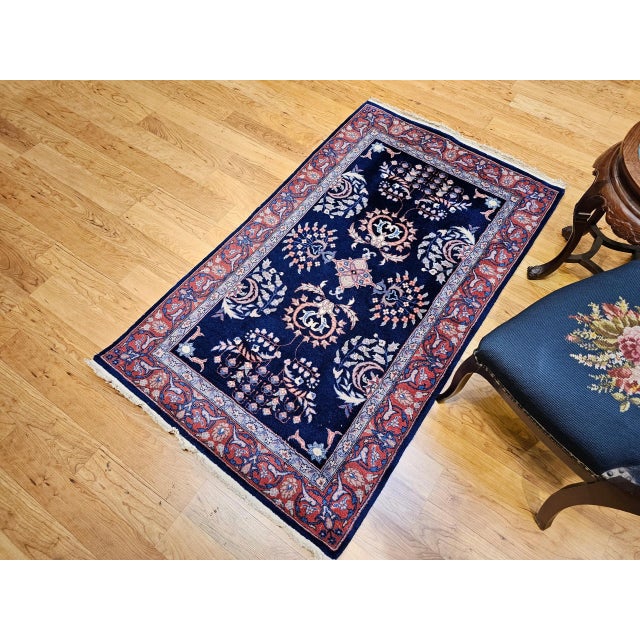 Vintage Persian Sarouk Area Rug, Handwoven Allover Floral Pattern, Navy & Red, 3’ X 5’ For Sale - Image 11 of 11