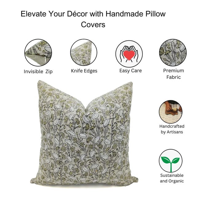 Fabdivine Vintage-Inspired Handcrafted Cushion Cover 24x24 Inch -Pista For Sale - Image 6 of 6