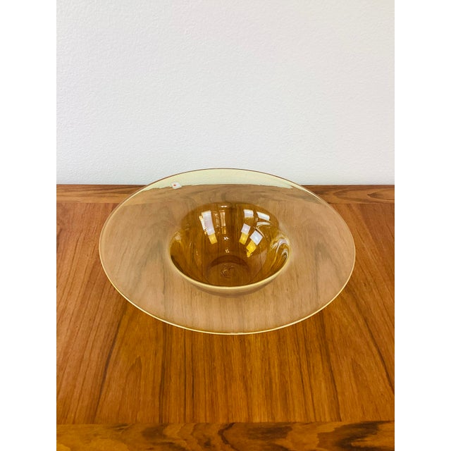 Vintage 1960s Blenko Glass Decorative Bowl mid century modern design made of glass pale honey / butterscotch yellow color...