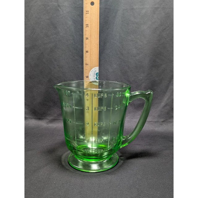Vintage Depression Uranium Glass Footed Measuring Cup For Sale - Image 14 of 14