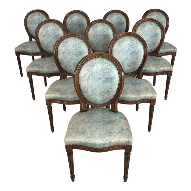French Louis XVI Dining Chairs – Set of 10 For Sale