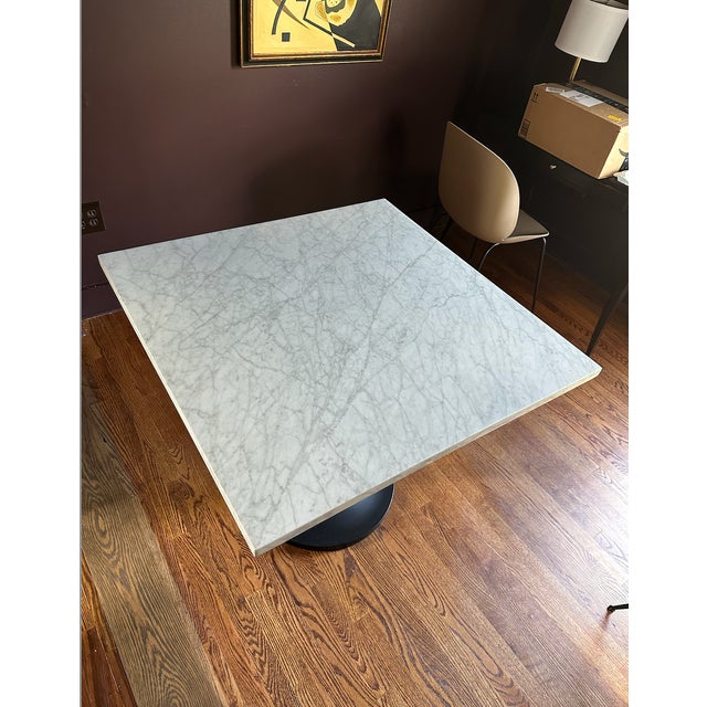 Pottery Barn Square Pedestal Marble Dining Table Chairish