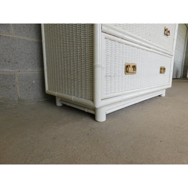 Faux Bamboo Campaign Style Wicker Chest Coastal Style Attributed to Henry Link For Sale - Image 13 of 14