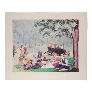 Late 20th Century "Picnic in the Park" Victorian Style Figurative Print by William R. Stone 30/300