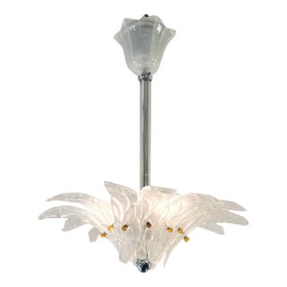 Myran Allan Luxury Lighting Lalique Style Italian Murano Glass Chandelier For Sale