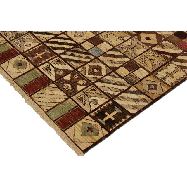 Boho Chic Gabbeh Brown/Green Wool Rug - 3'11'' X 5'7'' For Sale - Image 4 of 10