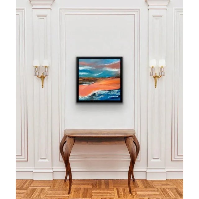 Contemporary Orange & Blue Abstract English Moorland Landscape Earthy Colours Contemporary British Artist For Sale - Image 3 of 12