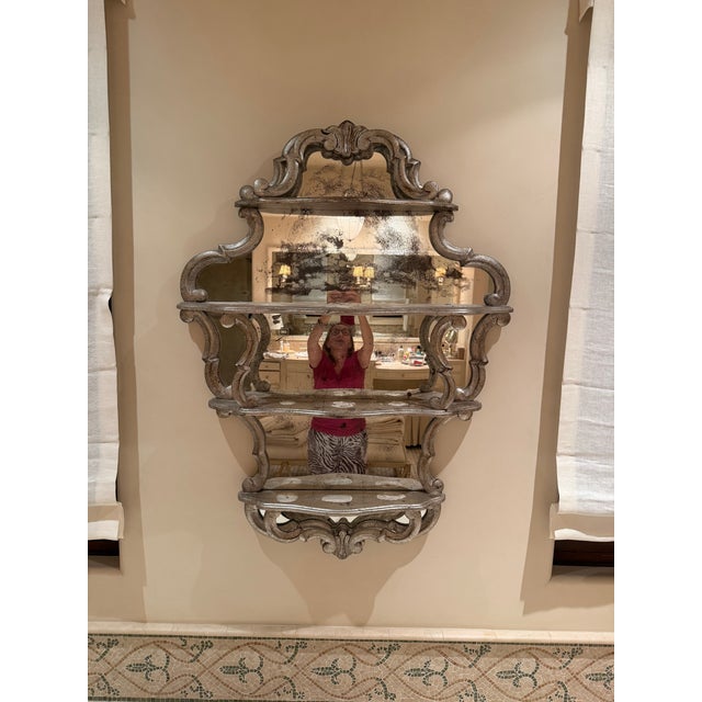 Kate Spieglman White Gold Leaf Display Mirror For Sale - Image 4 of 7