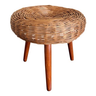 Tony Paul Three Leg Wicker Stool For Sale