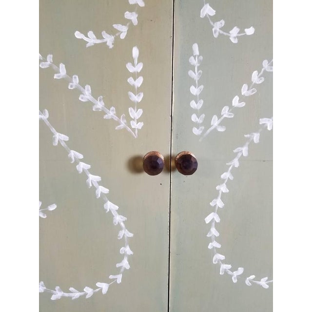 Kramer Vintage French Country Hand-Painted Armoire For Sale - Image 4 of 11