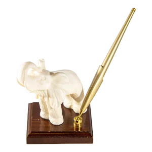 Vintage White Elephant Figurine Pen Holder, Jaipur, Rajasthan India