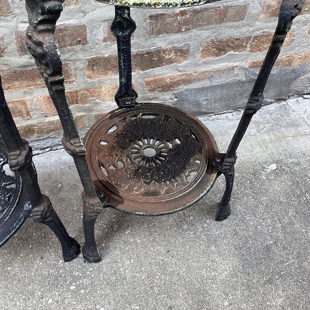 Antique Set of Two Tiered Cast Iron Table/ Plant Stand Victorian Style For Sale In Chicago - Image 6 of 12