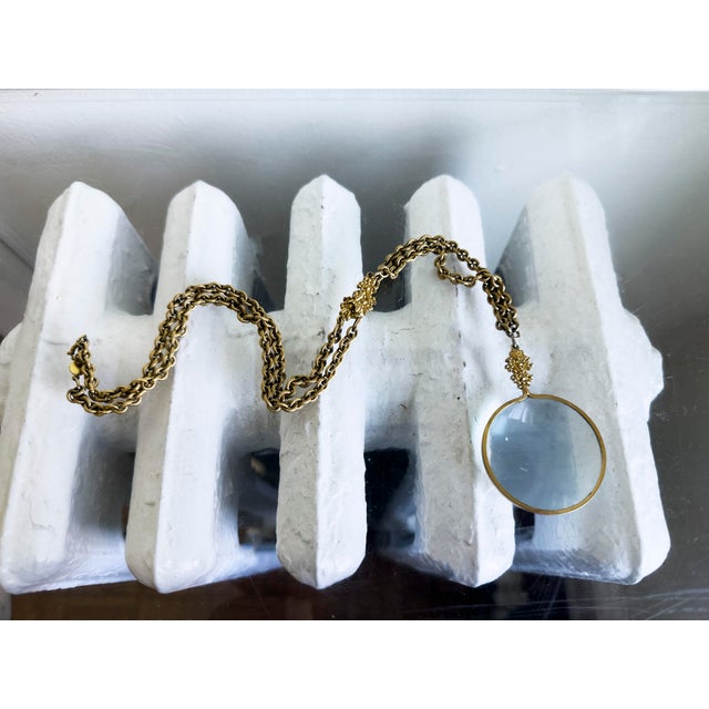 Vintage Accessocraft n.y.c. Gold Tone Lorgnette Magnifier Pendant Necklace For Sale - Image 11 of 14
