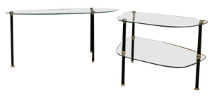 Glass and Metal Coffee Tables in the style of Edoardo Paoli, 1950s, Set of 2