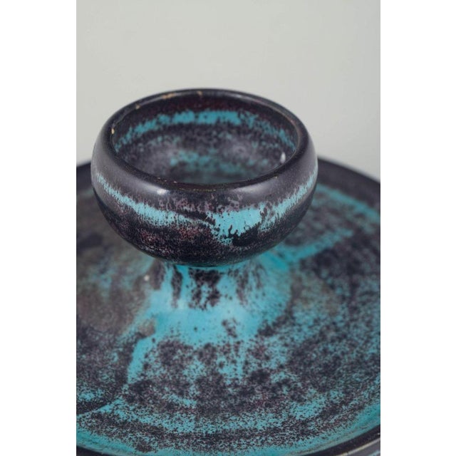 Stoneware Candlestick with Green and Black Glaze by Svend Hammershøi for Kähler, 1930s For Sale - Image 3 of 5