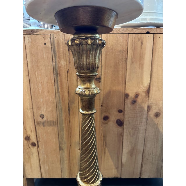 Wood 1950’s. Gilt Wood and Marble Pedestal For Sale - Image 7 of 8