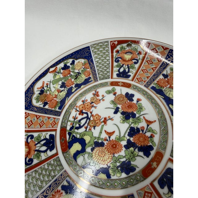 Mid 20th Century Japanese Imari Porcelain Plate in Blue and Red For Sale - Image 6 of 10