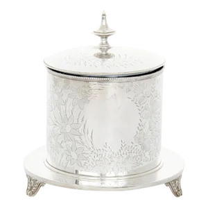 Antique Old English Silverplated Tea Caddy / Biscuit Box
