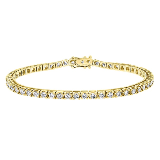 Round Diamond Line Tennis Bracelet in Yellow Gold 3.85 Carat, 14 K Yellow Gold For Sale - Image 18 of 18
