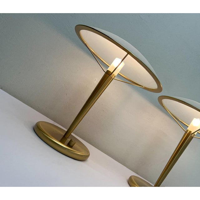 Gold Brass and Glass Saucer Table Lamps from Holtkotter Leuchten, 1980s, Set of 2 For Sale - Image 8 of 15