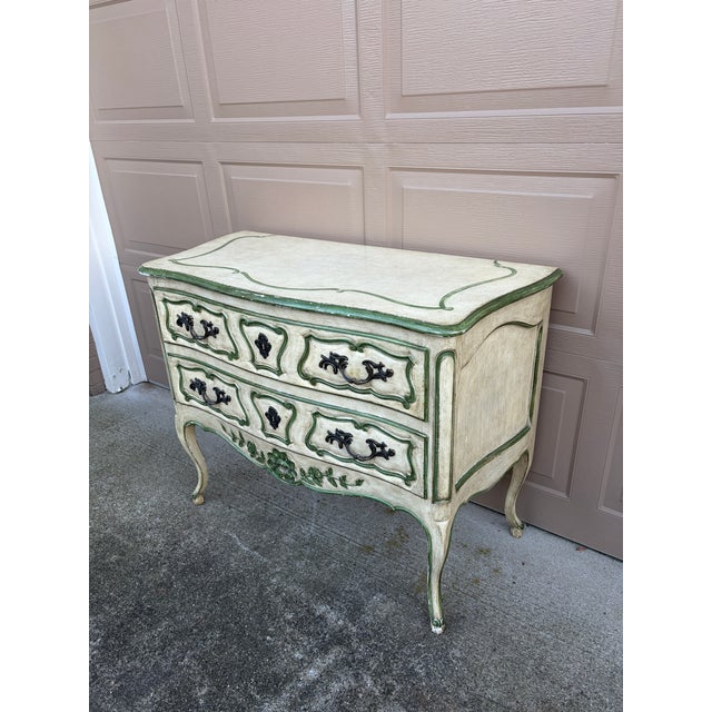 Bodart Furniture Bodart Louis XV Painted Chest in Sage and Cream, a French Country Revival For Sale - Image 4 of 16