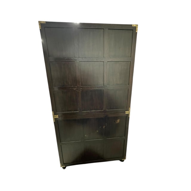 Late 20th Century Campaign Rattan Linen Press For Sale - Image 14 of 14