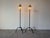 1980s Vintage Metal Tripod Floor Lamps With Double Socket & Brass Pull Chains – A Pair For Sale In Miami - Image 6 of 12