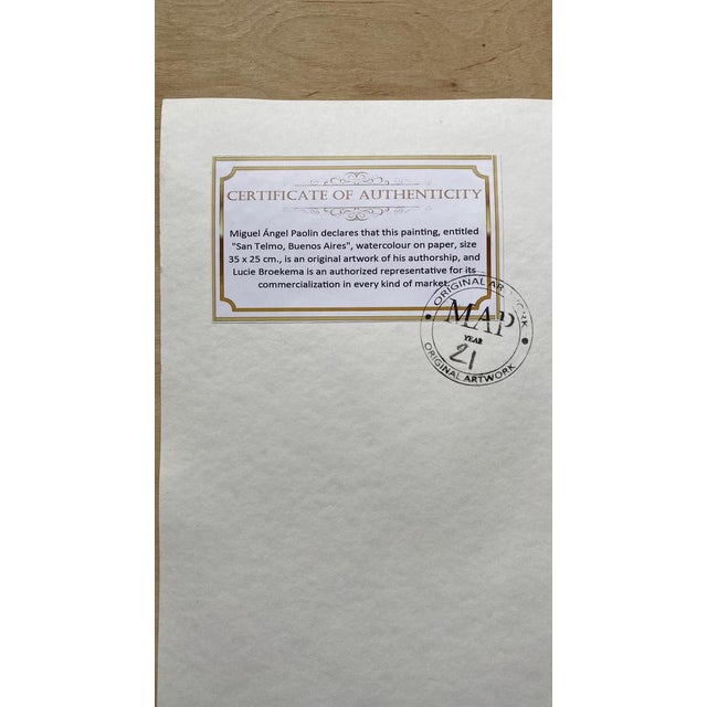 Early 21st Century Miguel Paolin, San Telmo, 2021, Watercolor For Sale - Image 5 of 6