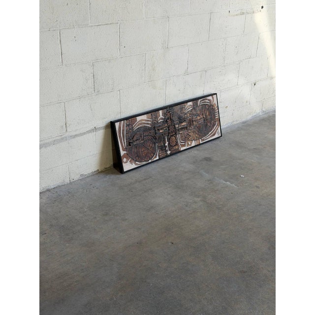 Vintage Danish Modern Abstract Wall Art Panel Signed Brutalist Style Artwork For Sale In Los Angeles - Image 6 of 9