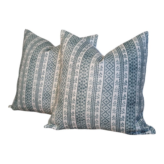 Jasper Dutch Stripe Porcelain 22" Pillows For Sale