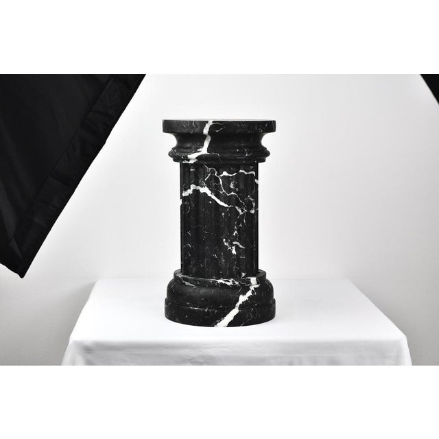 Black Handmade Column Vase in Satin Travertino Marble by Fiammetta V. For Sale - Image 8 of 18