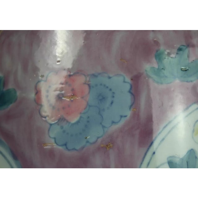 Late 20th Century Chinese Porcelain Hand Painted Floral Umbrella Stand For Sale - Image 9 of 12