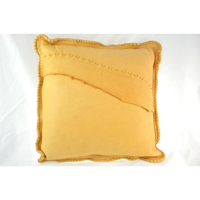 Golden Leather Pillow Chairish
